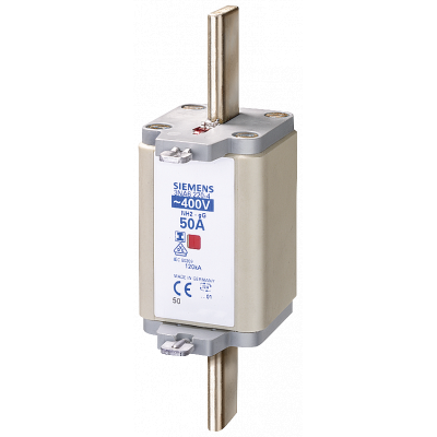 LV HRC fuse link, NH2, In: 50 A, gG, Un AC: 400 V, combination indicator, .... 3NA62204