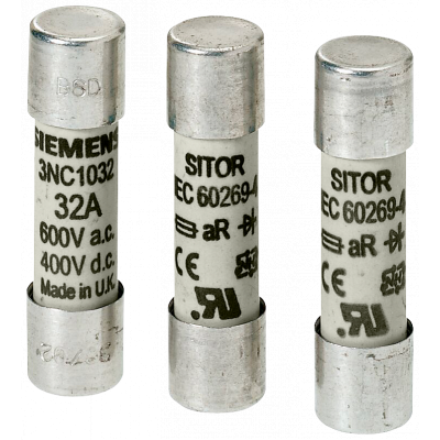 SITOR cylindrical fuse, 10 x 38 mm, 3 A, aR, Un AC: 600 V, Un DC: 700 .... 3NC1003