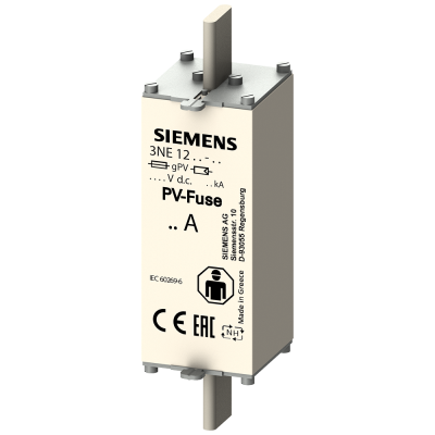 PV fuse link, with blade contacts, NH1XL, In: 80 A, gPV, Un DC: 1500 .... 3NE12205E