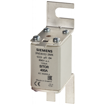 SITOR fuse link, with bolt-on links, NH00, In: 100 A, gR, Un AC: 690 V.. 3NE80213MK