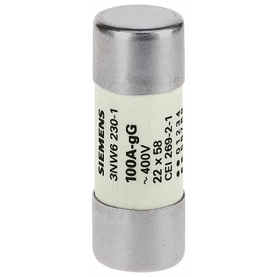 SENTRON, cylindrical fuse, 22 x 58 mm, 20 A, gG, Un AC: 500 V. 3NW62071