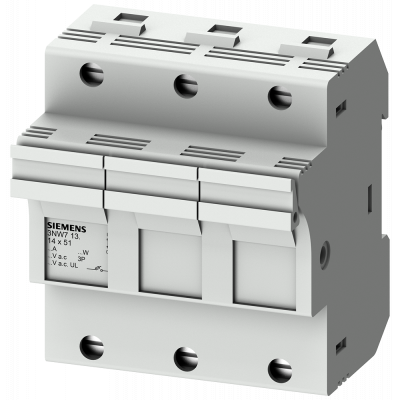 SENTRON, cylindrical fuse holder, 14 x 51 mm, 3-pole, In: 50 A, Un AC: 690 V. 3NW7131