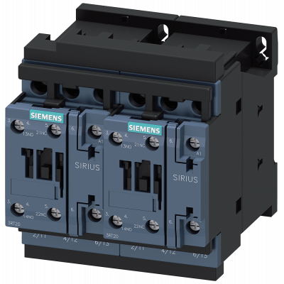 Reversing contactor assembly AC-3, 5.5 kW/400 V 24 V AC, 50/60 Hz, 3-pole S0. 3RA23248XB301AC2