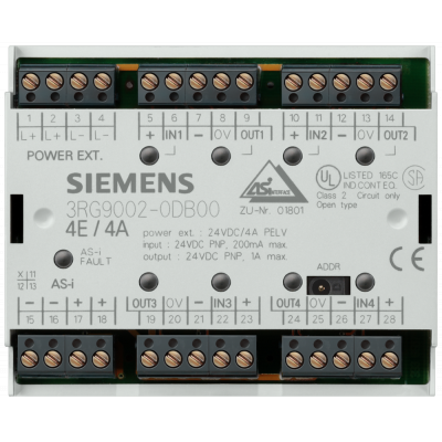 AS-i module F90 digital, 4 I/4 Q, 2/3-wire. 3RG90020DA00