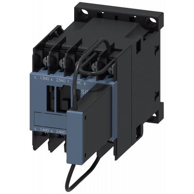 Contactor relay, 2 NO+1 NC, 24 V DC, S00, ring cable connection, with varistor. 3RH21224LB400LA0