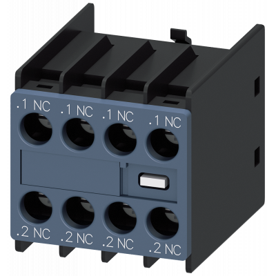 Auxiliary switch 4 NC current paths: 1 NC, 1 NC, 1 NC for contactor relays/motor contactors S00/S0. 3RH29111FA04