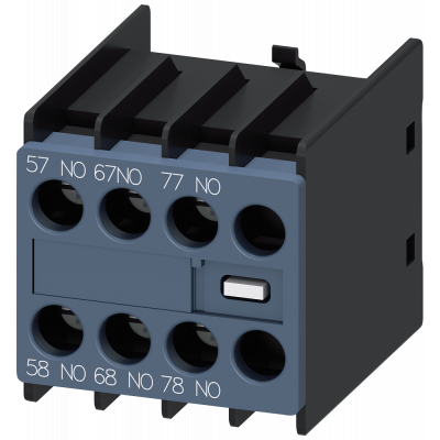 Auxiliary switch 30U, front, 3 NO leading, for 3RH2 and 3RT2, screw terminals. 3RH29111FC30