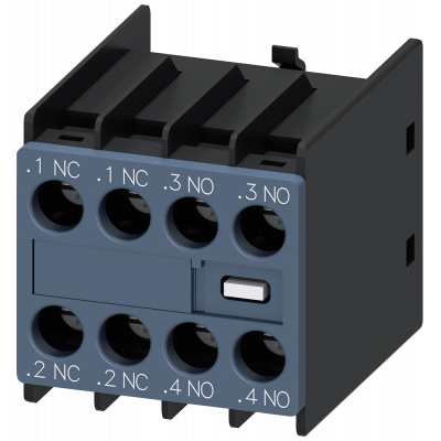 Auxiliary switch 2 NO+2 NC current paths: 1 NC, 1 NO for contactor relays/motor contactors S00/S0. 3RH29111HA22