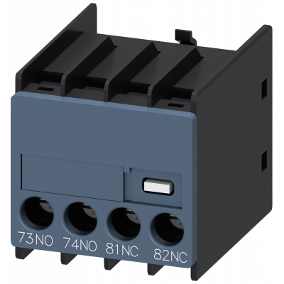 Auxiliary switch 1 NO+1 NC, current paths: 1 NO, 1 NC, connection from below. 3RH29111MA11