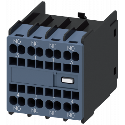 Auxiliary switch 2 NO+2 NC, current paths: 1 NO, 1 NC, 1 NC, 1 NO. 3RH29112FA22