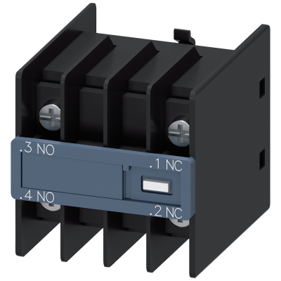 Auxiliary switch, 1 NO + 1 NC, current path 1 NO, 1 NC, for contactor relays and motor contactors. 3RH29114NF11