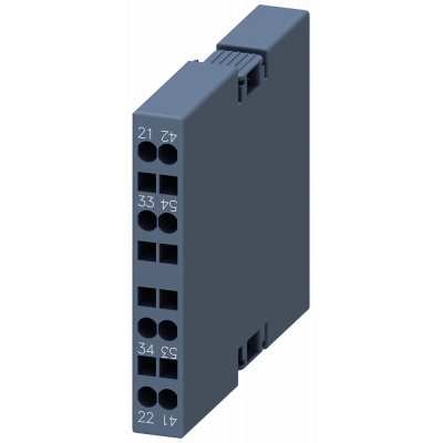 Auxiliary switch, lateral, 1 NO + 1 NC, current path 1 NC, 1 NO, spring-loaded terminal. 3RH29162DA11