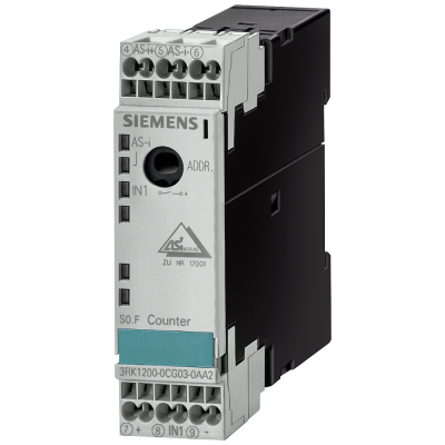 AS-i SlimLine module S22.5, digital, 1I, counter, IP20, 1x1 counter input, 90 mA, PNP. 3RK12000CG030AA2