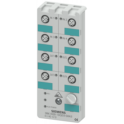 AS-i compact module K60, digital, 4 I/4 O, IP67, 4x1 input, max. 200 mA. 3RK14001DQ030AA3