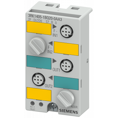 ASIsafe compact module K45F, IP67, digital, 2 F-DI/2 DQ, 2x safe input Cat. 1/2. 3RK14051BQ200AA3