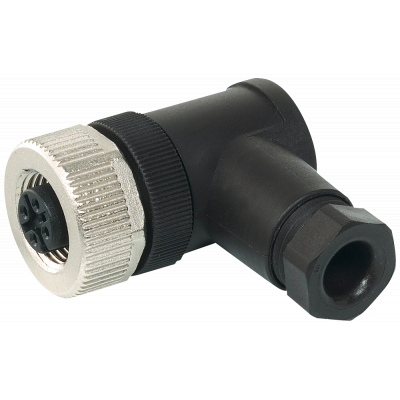 M12 socket, angled, 4-pole, screw terminal, max. 0.75 mm2, A-coded, max. 4 A. 3RK19024CA004AA0