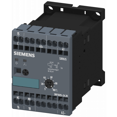 Timing relay, electronic, ON-delay 1 CO, 24 V AC/DC, 200-240 V AC. 3RP20252AP30