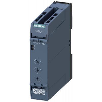 Timing relay, 2 CO, 27 functions, 15 time ranges (1,3,10,30,100) (s, min, h). 3RP25052BW30