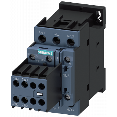 Contactor, AC-3, 9 A/4 kW/400 V, 3-pole, 24 V AC/50 Hz, 2 NO+2 NC, screw terminal. 3RT20231AB04