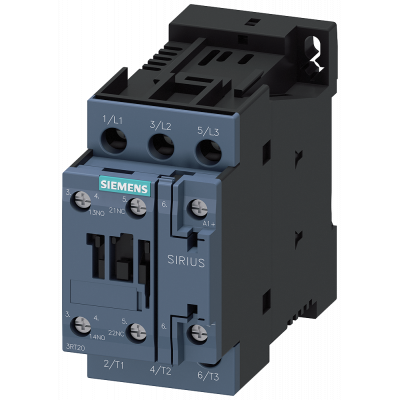 Contactor, AC-3, 9 A/4 kW/400 V, 3-pole, 24 V DC, 1 NO+1 NC, screw terminal. 3RT20231BB40