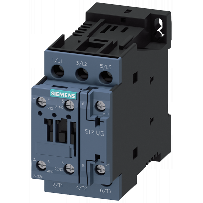 Contactor, AC-3, 9 A/4 kW/400 V, 3-pole, 24 V DC, 1 NO+1 NC, screw terminal. 3RT20231BB400CC0