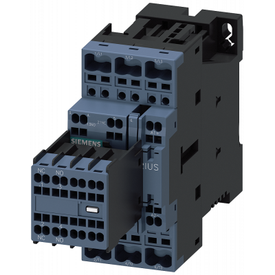 Contactor, AC-3, 9 A/4 kW/400 V, 3-pole, 24 V DC, 2 NO+2 NC, spring-type terminal. 3RT20232BB44