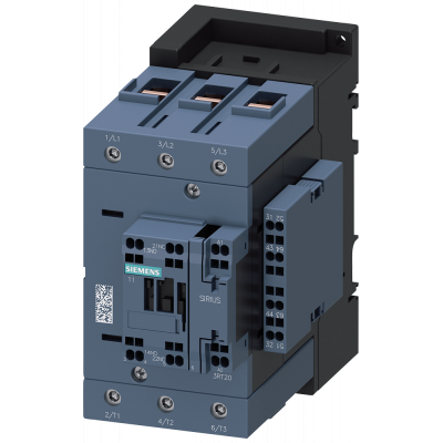 Contactor, AC-3, 80 A/37 kW/400 V, 3-pole, 230 V AC/50 Hz, 2 NO+2 NC, screw terminal/spring-type terminal. 3RT20453AP06