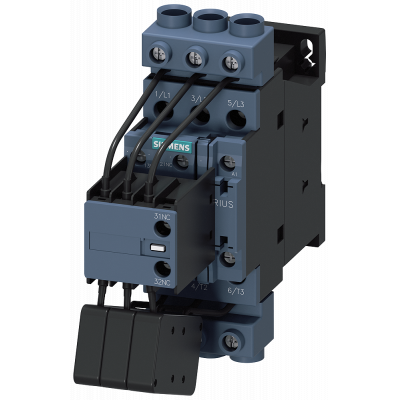 Contactor, AC-6B, 33 kVAr/400 V, 1 NO + 2 NC, 24 V AC, 50/60 Hz, 3-pole, screw terminals. 3RT26281AC25