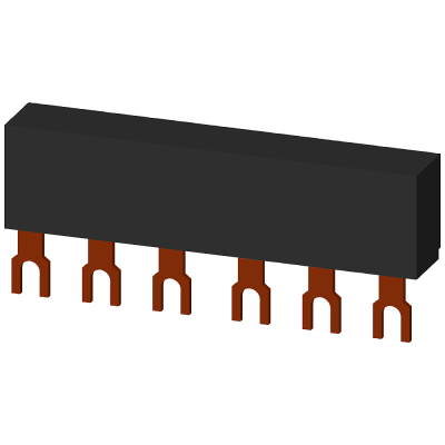 3-ph. busbars modular spacing 45 mm for 2 switches, connections in fork shape. 3RV19151AB