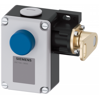 SIRIUS cable-operated switch+lever metal encl., 2xM25x1.5 1 NO + 1 NC, latching EN ISO 13850. 3SE71601BD00