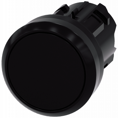 Pushbutton, 22 mm, round, plastic, black, button. 3SU10000AA100AA0