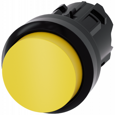 Pushbutton, 22 mm, round, plastic, yellow, button. 3SU10000BB300AA0