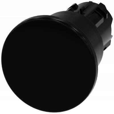 Mushroom pushbutton, 22 mm, round, plastic, black. 3SU10001BA100AA0