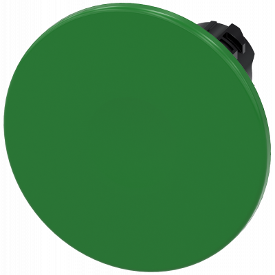 Mushroom pushbutton, 22 mm, round, plastic, green, 60 mm. 3SU10001CD400AA0