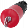 Emergency stop mushroom pushbutton, 22 mm, round, plastic, red, with lock BKS. 3SU10001HN200AA0