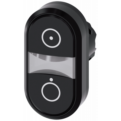 Twin pushbutton, 22 mm, round, plastic, black: Symbol 5264, black. 3SU10003AB110AQ0