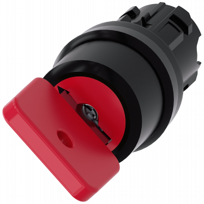 Key-operated switch O.M.R, 22 mm, round, plastic, red, key removal O. 3SU10004FC010AA0