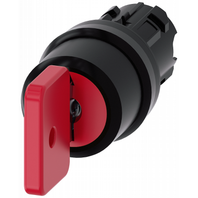 Key-operated switch O.M.R, 22 mm, round, plastic, red, key removal O. 3SU10004FM010AA0