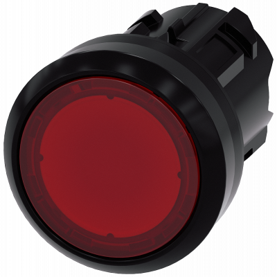 Pushbutton, illuminated, 22 mm, round, plastic, red, button. 3SU10010AA200AA0