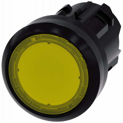 Pushbutton, illuminated, 22 mm, round, plastic, yellow, button. 3SU10010AA300AA0