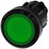 Pushbutton, illuminated, 22 mm, round, plastic, green, button. 3SU10010AA400AA0