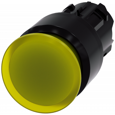 Mushroom pushbutton, illuminated, 22 mm, round, plastic, yellow, 30 mm. 3SU10011AA300AA0