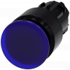 Mushroom pushbutton, illuminated, 22 mm, round, plastic, blue, 30 mm. 3SU10011AA500AA0