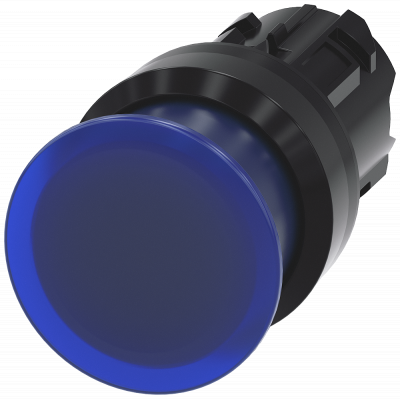 Mushroom pushbutton, illuminated, 22 mm, round, plastic, blue, 30 mm. 3SU10011AD500AA0