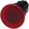 Mushroom pushbutton, illuminated, 22 mm, round, plastic, red, 40 mm. 3SU10011BA200AA0