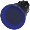 Mushroom pushbutton, illuminated, 22 mm, round, plastic, blue, 40 mm. 3SU10011BA500AA0