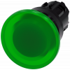 Mushroom pushbutton, illuminated, 22 mm, round, plastic, green, 40 mm. 3SU10011BD400AA0