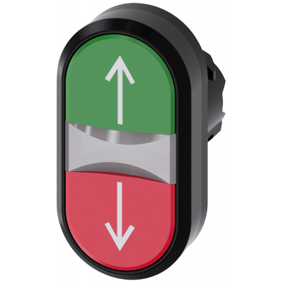 Twin pushbutton, illuminated, 22 mm, round, plastic, green: top, red: bottom. 3SU10013AB420AN0