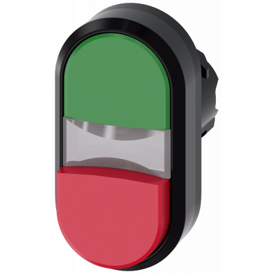 Twin pushbutton, illuminated, 22 mm, round, plastic, green, red. 3SU10013BB420AA0