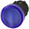 Indicator light, 22 mm, round, plastic, blue, lens, smooth. 3SU10016AA500AA0